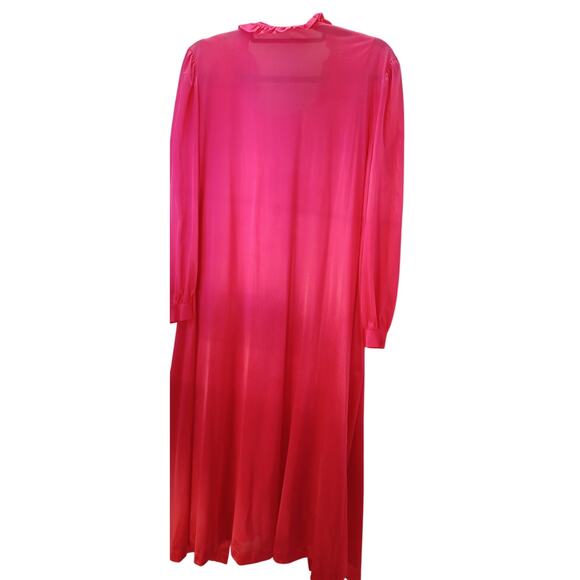 VTG Lorraine Pink Gown & Robe Set Pink Nylon Peignoir XL & Lace Trim Nightie M - Picture 5 of 12